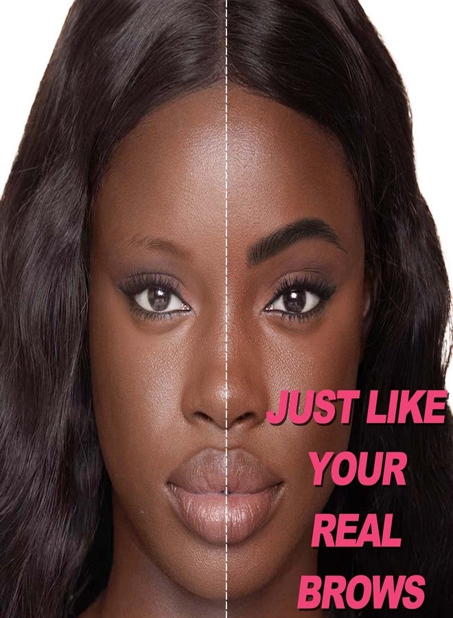 درمود قلم تحديد الحواجب بتقنية الميكروبليدينغ، قلم حواجب مقاوم للماء للنساء، قلم حواجب سائل طبيعي يشبه الشعر، قلم 2 في 1 برأسين متقابلين مع طرف دقيق على شكل شوكة، أسود ناعم - Image 2